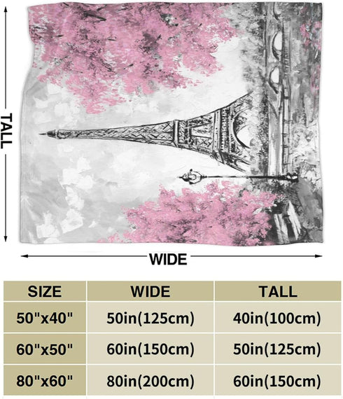 Perinsto 50"X40" Paris Eiffel Tower Throw Blanket Ultra Soft Warm All Season Decorative Fleece Blankets for Bed Chair