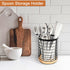 Utensil Holder for Kitchen Counter, Large Black Metal+Bamboo Base Utensil Organizer, Breathable, Easy to Dry, Rotating