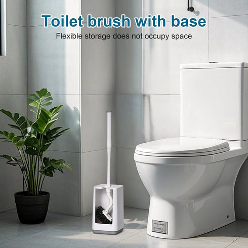 BKCOYSJ 1) Toilet Bowl Brush and Holder Sturdy Plastic Long Handled Toilet Brushes for Bathroom with Ventilated Base