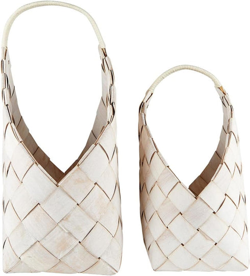 Santa Barbara Design Studio Wood Woven Storage Baskets, Nested Baskets for Home Décor, Set of 2