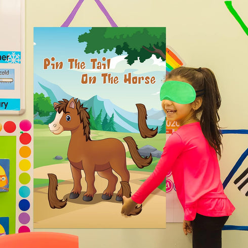 36 Pin The Tail on The Horse Game with Tail Stickers for Cowboy Party Game Toys Boys and Girls Birthday Party