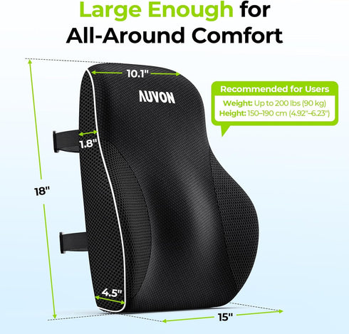 AUVON Lumbar Support Pillow for Office Chair with Patented Bulge for Lower Back Support, Ergonomic Office Home