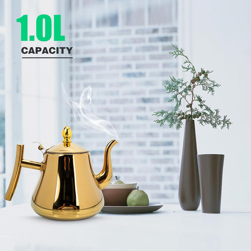 BESTOYARD Stainless Steel Teapot Coffee Pot for Camping Pitcher with Lid Camping Water Jug Whistling Kettle Gold Large Capacity Tea Pot Stainless Steel Water Jug Hotel Supplies Cold Water by BESTOYARD