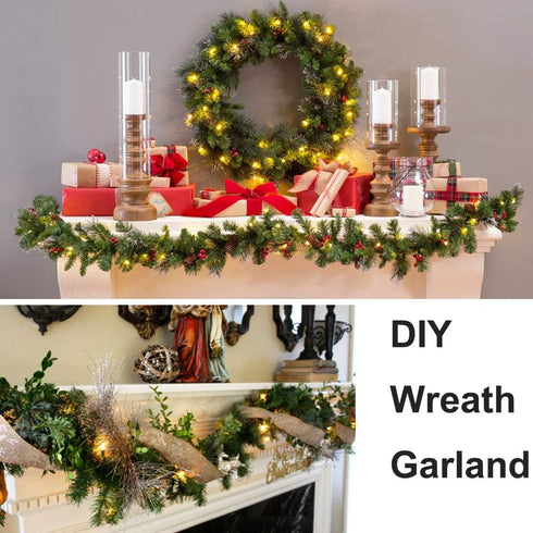 4 Strands Christmas Garland, 80 Feet Artificial Pine Garland for Holiday Wedding Party Decoration, Indoor/Outdoor