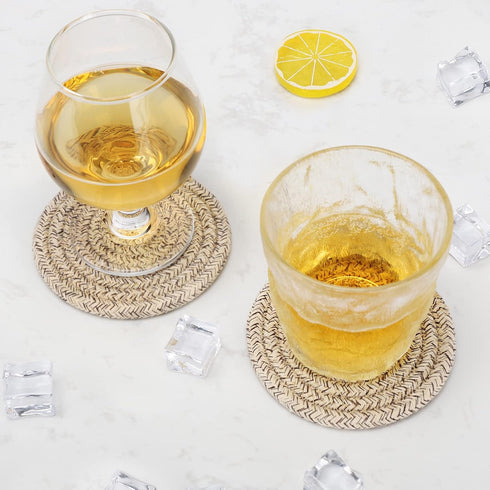 8 Set 4.3 inches ABenkle Pcs Drink Coasters with Holder, Cotton Woven Absorbent Coasters for Drinks, Minimalist Home