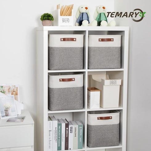 Temary 12 Inch Storage Baskets, Foldable Fabric Storage Cubes 4PCs for Organizing Clothes and Towels