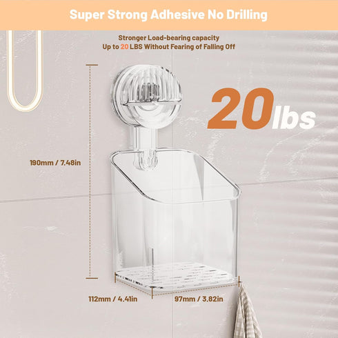 Greraes Shower Caddy Suction Cup Storage Rack Clear Acrylic Shower Shelves Glacier Water Ripples Corner Shelf