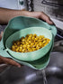 A'TIATI Double-Layer Rotating Fruit and Vegetable Washing Colander, Multi-Use Serving Dish in Light Green