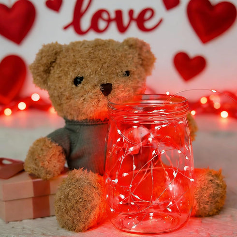 6 Pack 7 20 LAMPHOME Red Valentine's Fairy Lights Battery Operated (Included), ft LED Mini String Lights, Waterproof
