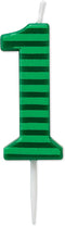 Papyrus Number 1 Birthday Candle, Green Stripes, 1-Count