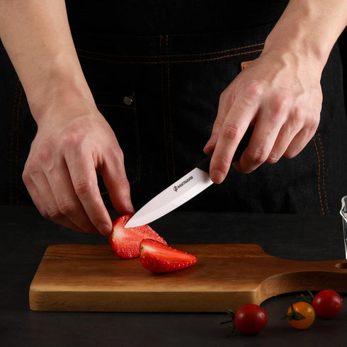 Classic 4 inch Ceramic Paring Knife with Sheath Cover, Rust Proof Fruit and Vegetable Knife