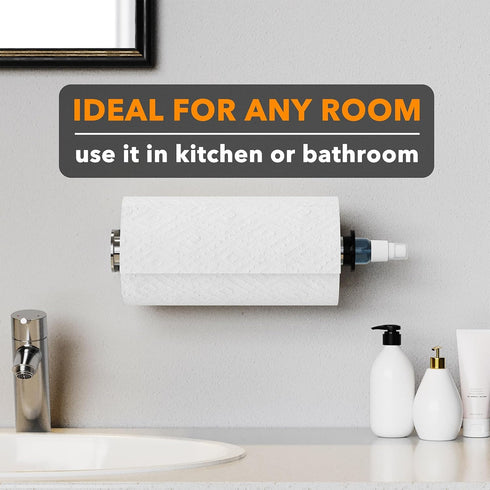 SpaceAid SprayNeat Paper Towel Holder with Spray Bottle, Under Cabinet Paper Towels Holders with Sprayer Inside Center