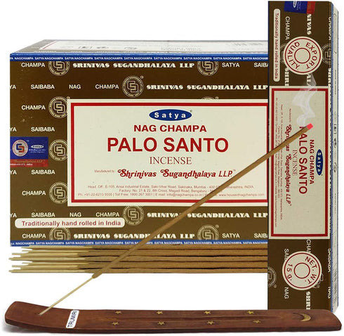 Palo Santo Incense Sticks and Holder Bundle, Satya Incense