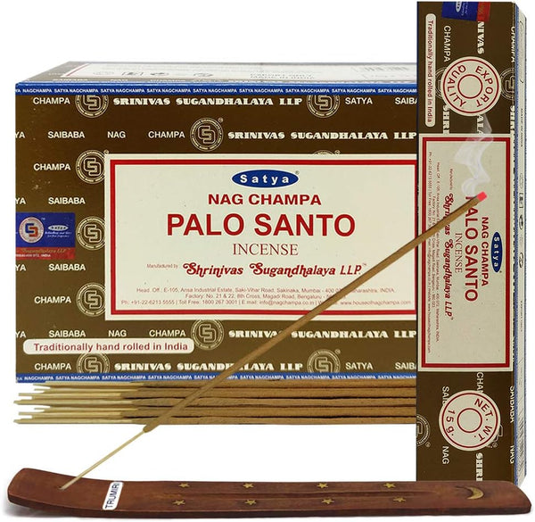 Palo Santo Incense Sticks and Holder Bundle, Satya Incense
