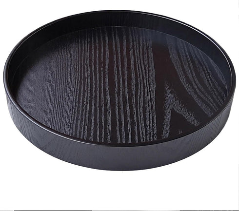 River Restaurant(10.6inch, Round Wood Serving Tray, Solid Wooden Decorative Tray Non-Slip Tea Coffee Table Tray Snack