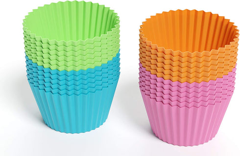 Bakerpan Silicone Mini Cupcake Holders, Mini Cupcake Liners, 24 Pack (Multi)