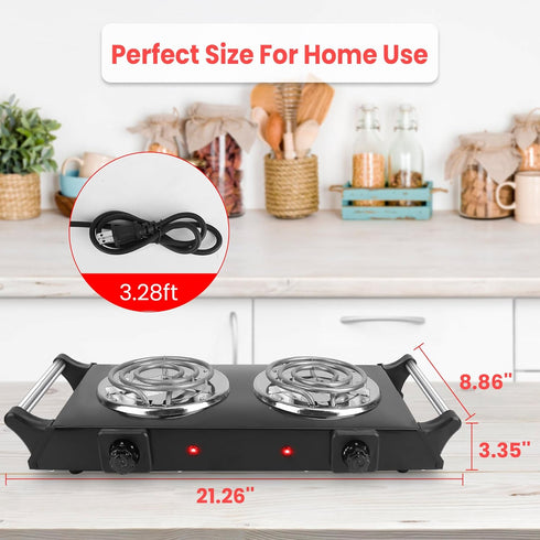 Moclever Hot Plate Electric Stove, 2000W Portable Cooking Stove with 5 Levels of Adjustable Temperature