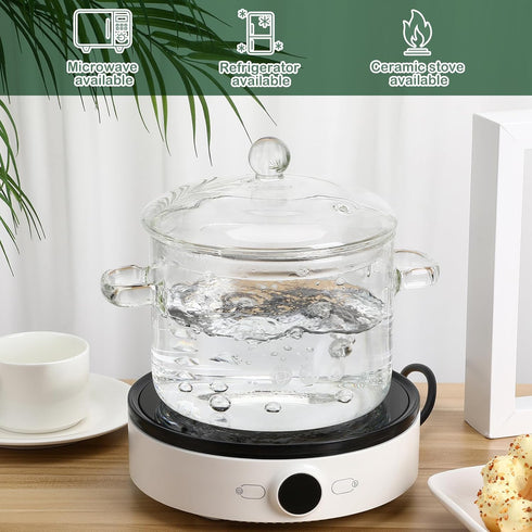Glass Saucepan for Kitchen, Transparent Cooking Pot, Clear Mixing Glass Pot for Soup, Household Use