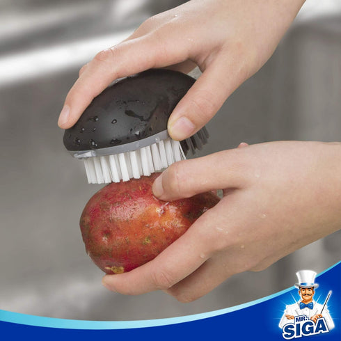 MR.SIGA Fruit and Vegetable Cleaning Brush, Pack of 2, Non Slip Comfortable Grip, Black