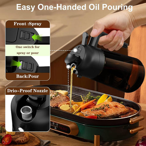 2 1 16oz 470ml OURCABECUE Kitchen Upgraded Made Oil Sprayer for Cooking, Dark Brown in Spray and Pour Mist Olive Oil