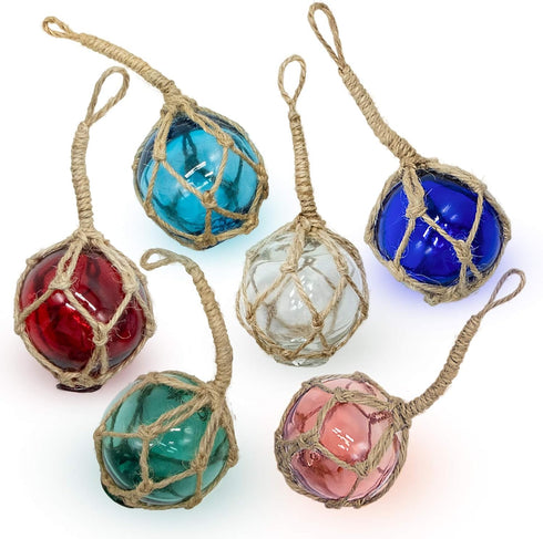 SAILINGSTORY 2" Glass Fishing Float Buoy Nautical Beach Ornaments Set of 6 Coastal Decorative Balls for Centerpiece