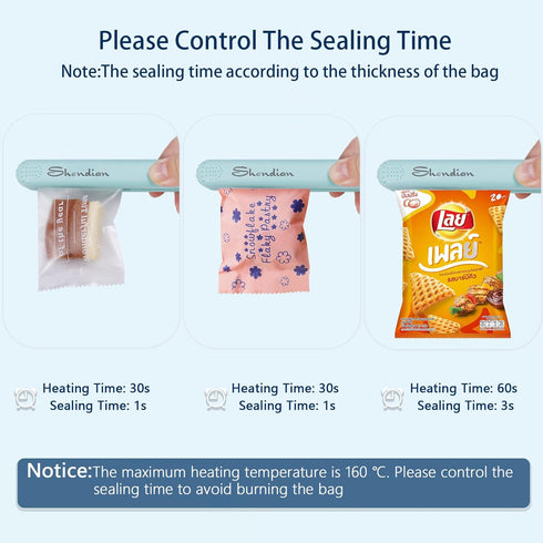 Mini Chip Bag Sealer, Portable Heat Seal Resealer for Chip Bags, Foil Bags, Mylar Bags (Black)