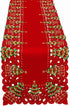 Grelucgo Embroidered Christmas Holiday Holly Tree Table Runner, Rectangular 16 x 54 Inch