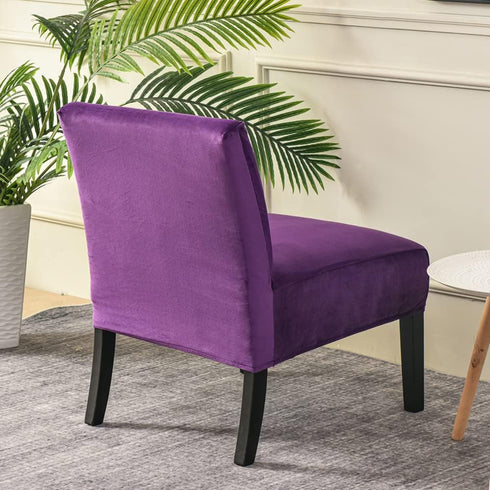 OBCREAT Armless Armless Accent Chair Cover,High Stretch Slipper Chair Slipcovers Soft Velvet Chair Covers with Elastic