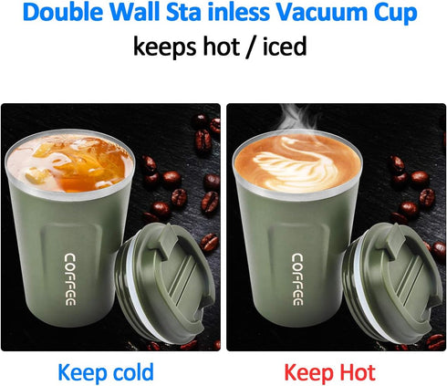 12 oz CS COSDDI Stainless Steel Vacuum Insulated Tumbler - Coffee Travel Mug Spill Proof with Lid - coffee Cup for Keep