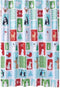 Christmas Holiday Cheer Fabric Shower Curtain - Winter Theme with Snowmen, Penguins, Polar Bears, Deer, 70x70 inch