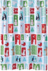 Christmas Holiday Cheer Fabric Shower Curtain - Winter Theme with Snowmen, Penguins, Polar Bears, Deer, 70x70 inch