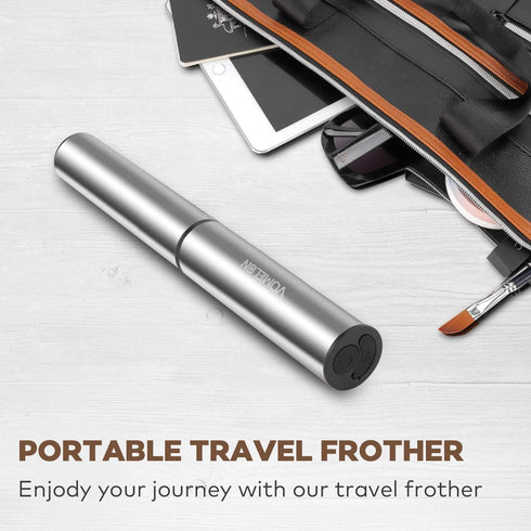 Rechargeable Milk Frother - 3 Speed Electric Coffee Foamer for Travel, Handheld Mixer for Latte, Cappuccino, Silver