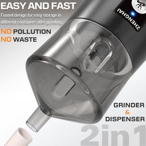 Electric Herb Grinder 150W, USB-C Rechargeable Spice Grinder, Compact Size with Fast Grinding and Cleaning Brush (Black)
