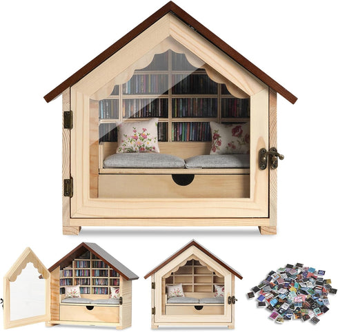 Anxiety Bookshelf, 300 Pcs Mini Books Bookshelf Decor Display for Stress Relief