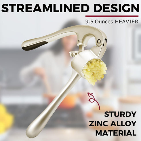 Kitessensu High Effective Garlic Press With Studs, Heavy Duty Garlic Mincer, Easy to Squeeze and Clean, Rust Proof