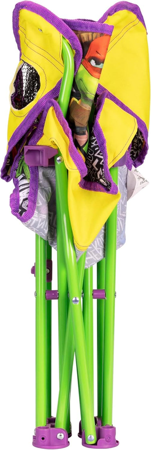 23, 60 lb Teenage Mutant Ninja Turtles Foldable Kids Chair Toddler Camping Chair with Safety Lock, Carry Bag