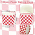 100Pcs Red Plaid Paper Baking Cups White Red Checkered Cupcake Wrappers Scalloped Edge Cupcake Muffin Cases for Party Supplies