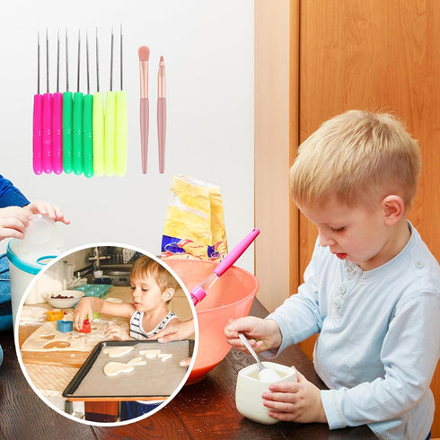 Cake Decorating Tool Set (15 Pcs),Cake Decorating Supplies Kit, Cookie Decorating Tools,Cookie Decoration Brushes Cookie Scriber Needles Sugar Stir Needles Elbow and Straight Tweezers (3 colors)