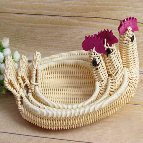 SEWACC Woven Storage Baskets, 3 Pcs Rattan Woven Fruit Basket, Decorative Bowl for Home Kitchen
