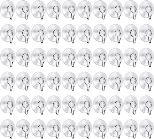 Awpeye 20 Packs Suction Cup Hooks, 1.77 Inches Universal Clear PVC Suction Cups with Hooks for Kitchen Bathroom