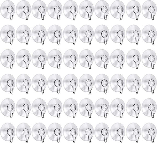 Awpeye 20 Packs Suction Cup Hooks, 1.77 Inches Universal Clear PVC Suction Cups with Hooks for Kitchen Bathroom