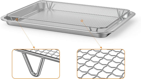 only fire Stainless Steel Baking Sheet with Rack, Roasting Pans for Smokers and Pellet Grills, Great Kitchen Accessories