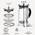 French Press Coffee and Tea Maker, 12 Ounce, Classic 304 Stainless Steel, Heat Resistant Borosilicate Coffee Pot