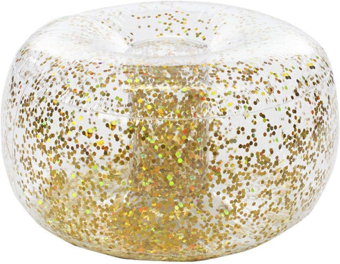 Air Candy Inflatable Ottoman BloChair Filled with Gold Glitter Perfect Inflatable Furniture for Kids and Adults. Can be