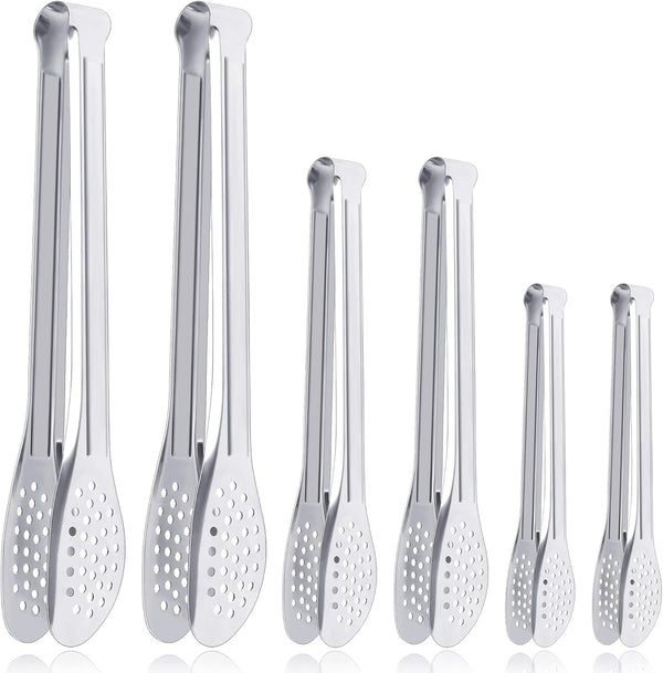 6 Pack Buffet Tongs, Stainless Steel Serving Tongs, 7 Inch, 9 Inch, 12 Inch Serving Utensils