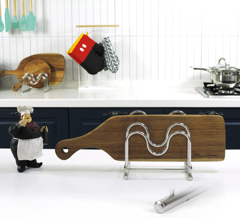 LENITH 304 Stainless Steel Wire Cutting Board Holder, Kitchen Organizer with 2 Sectional Racks