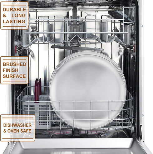 P&P CHEF 10 Inch Pizza Pan, 3 Pieces Stainless Steel Round Tray for Oven Baking Roasting, Heavy Duty - Silver