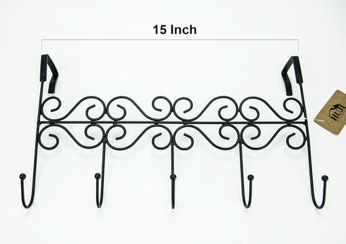 Huji Over The Door 5 Hooks Clothes Hanger for Coats, Hats, Belts - Storage Organizer (1 Pack)