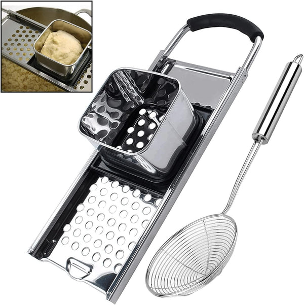Premium Grade Stainless Steel Spaetzle Maker with Comfort Grip Handle, Stainless Steel