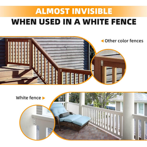 White Aluminum Fence Bracket for Vinyl Fencing,Heavy Duty Metal Replacement for 2.75in Plastic Bracket,Fence Bracket Used for Connecting Panel to Post,Vinyl Fence Parts(4Pcs & 40screws)